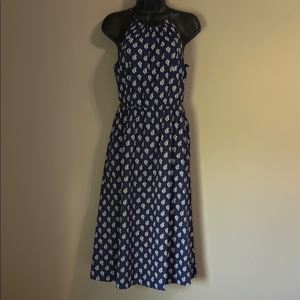 COPY - J. Crew Blue and White Halter Sundress